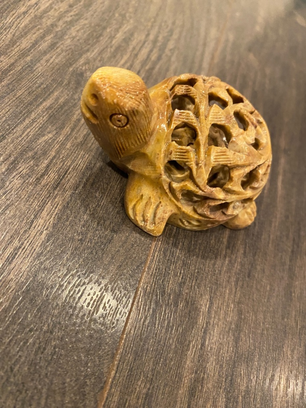 Carved Turtle Figurine in Honey Brown